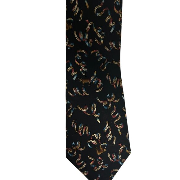 Nicole Miller 100% Silk Necktie Multicolor Woven Graphic Tie - Picture 2 of 5
